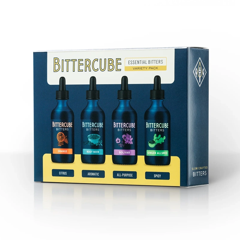 The Bittercube 'essential bitters' packaging