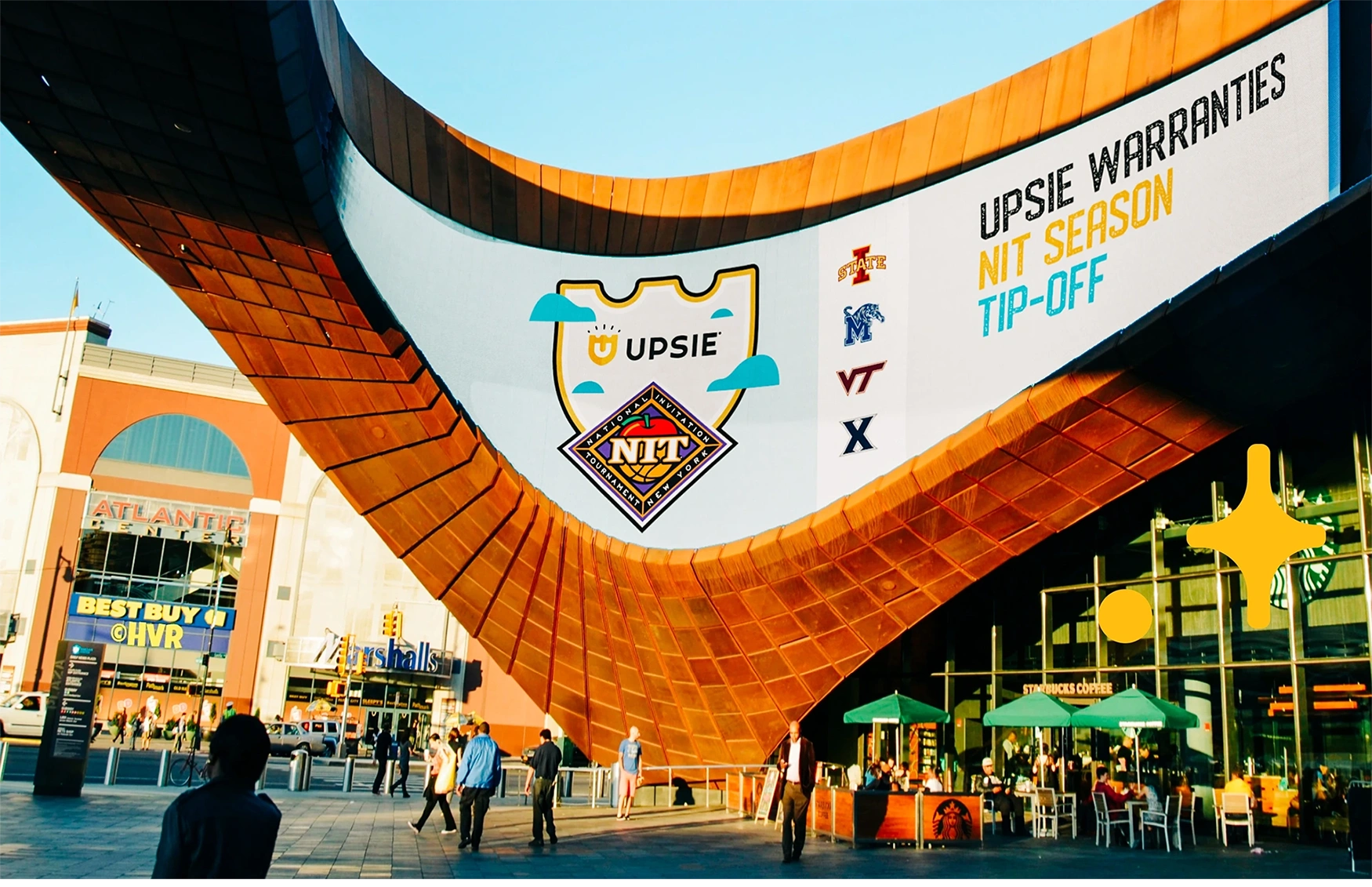 Upsie logo on display at the NIT Season Tip-Off Basketball Tournament