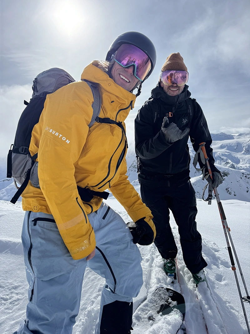 Michael and Tom shredding on a mountain